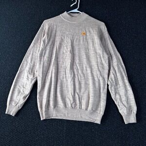Vintage 7 Collection Men's Merino Wool Mock Neck Sweater Size M Tan Long Sleeve